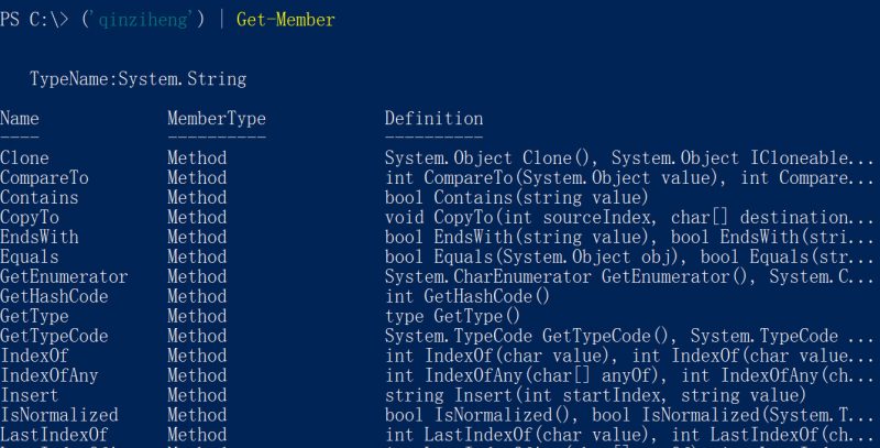 get-member获取对象类型属性方法